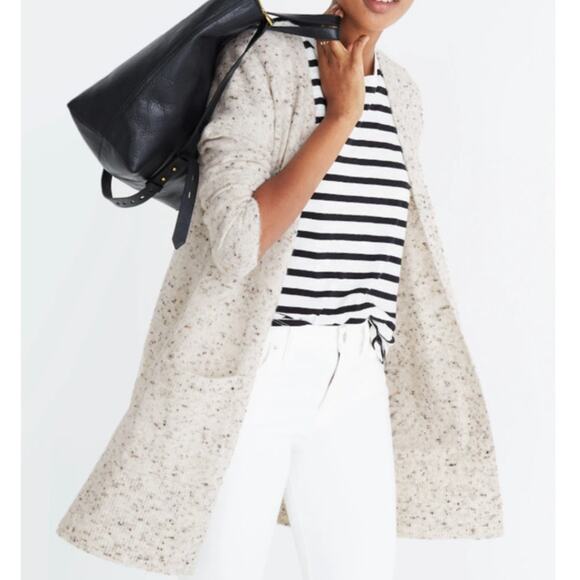 NWT Madewell Donegal Kent Cardigan Sweater Open Front Flecked Gray Size Medium - Picture 3 of 14